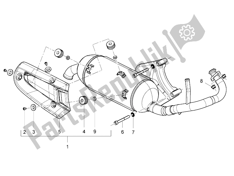 All parts for the Silencer of the Piaggio FLY 50 2T 2010