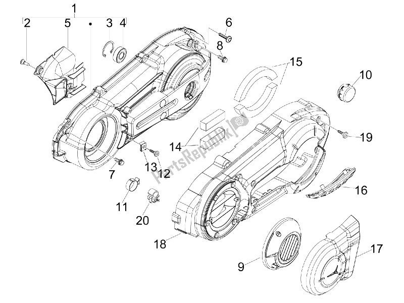 Todas las partes para Tapa Del Cárter - Enfriamiento Del Cárter de Piaggio MP3 400 IE MIC USA 2009
