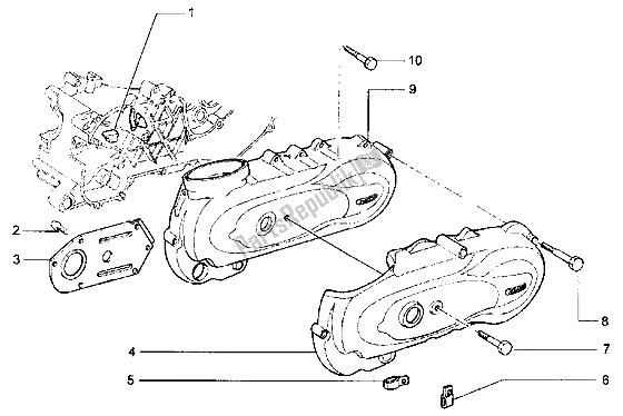 All parts for the Crankcase Cover, Clutch Side of the Piaggio Hexagon LX 125 1998