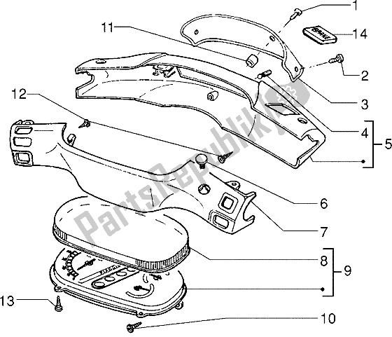 Alle onderdelen voor de Snelheidsmeters Kms. - Stuurhoezen van de Piaggio Skipper 125 1995