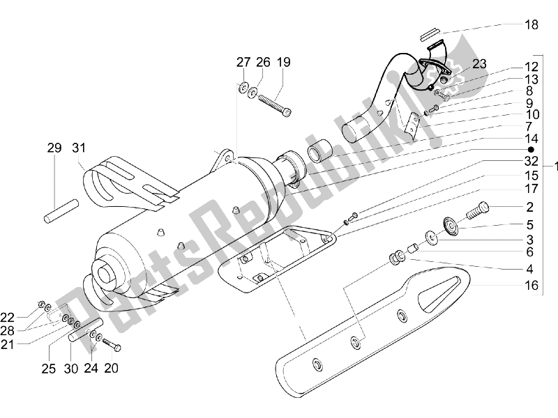 Todas las partes para Silenciador de Piaggio BV 500 2005
