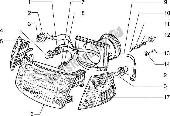 All parts for the Headlamp of the Piaggio Hexagon 125 1996