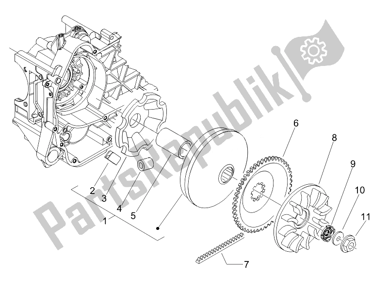 Toutes les pièces pour le Poulie Motrice du Piaggio Liberty 50 4T PTT B NL 2007