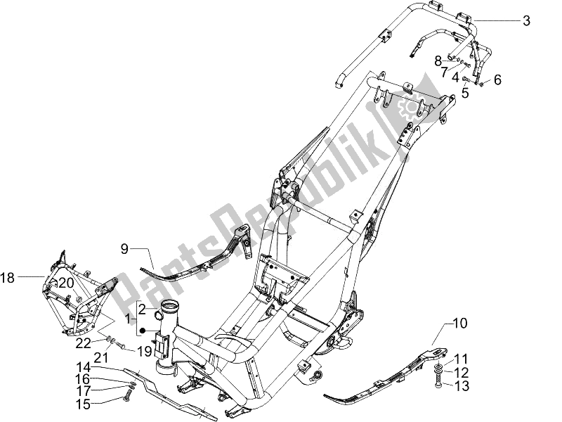 Alle onderdelen voor de Frame / Carrosserie van de Piaggio X9 125 Evolution Euro 3 2007