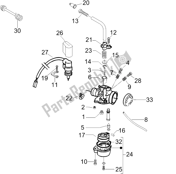 Toutes les pièces pour le Composants Du Carburateur du Piaggio Liberty 50 2T 2006