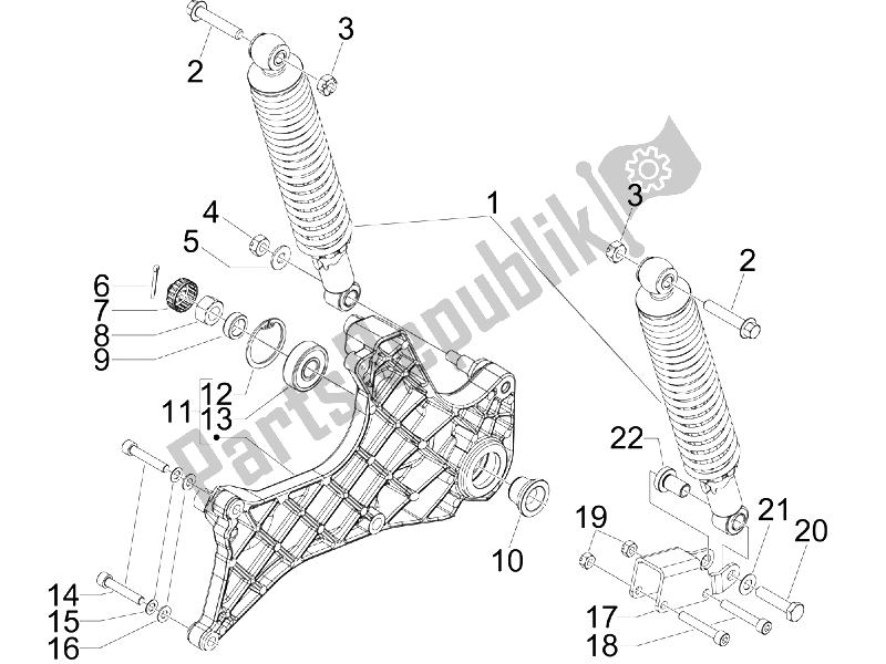 All parts for the Rear Suspension - Shock Absorber/s of the Piaggio Beverly 300 IE Tourer E3 2009