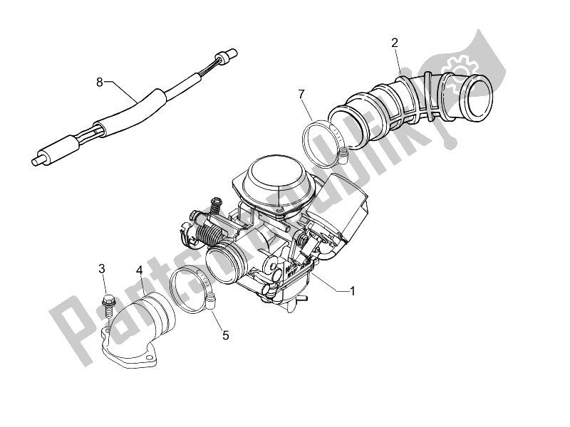 All parts for the Carburettor, Assembly - Union Pipe (2) of the Piaggio FLY 50 4T USA 2007