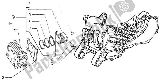 Alle onderdelen voor de Cilinder - Zuiger - Polspen, Assy van de Piaggio Liberty 50 4T RST 2003