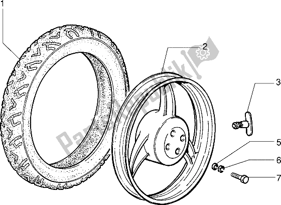 All parts for the Rear Wheel - Tyre of the Piaggio Velofax 50 1997