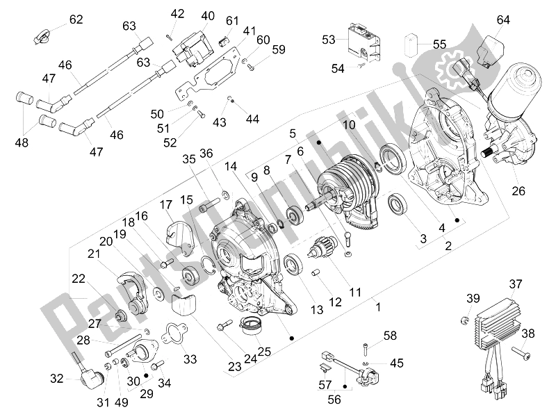 Todas las partes para Reguladores De Voltaje - Unidades De Control Electrónico (ecu) - H. T. Bobina de Piaggio MP3 500 Sport Business ABS USA 2015