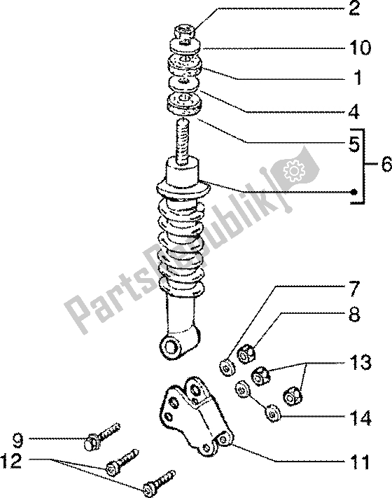 Wszystkie części do Tylny Amortyzator Piaggio Liberty 150 Leader 1998