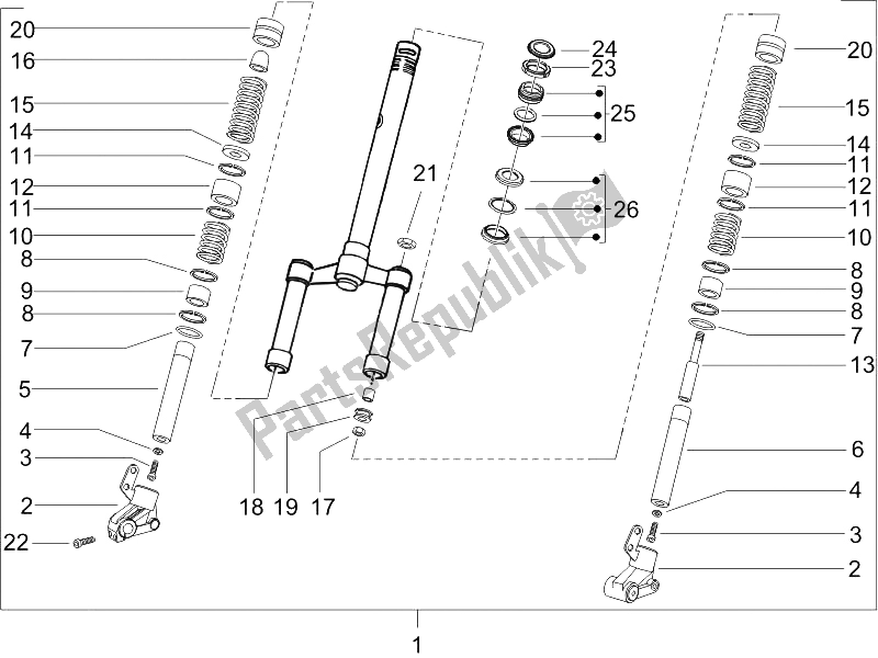 Tutte le parti per il Forcella / Tubo Sterzo - Unità Cuscinetto Sterzo del Piaggio NRG Power DD 50 2005