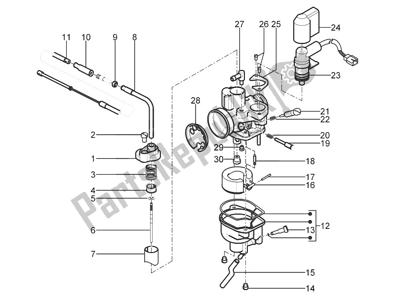 Toutes les pièces pour le Composants Du Carburateur du Piaggio Typhoon 50 2T E3 CH 2011