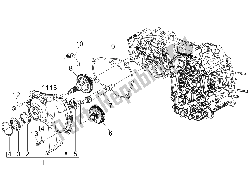 All parts for the Reduction Unit of the Piaggio MP3 500 USA 2007