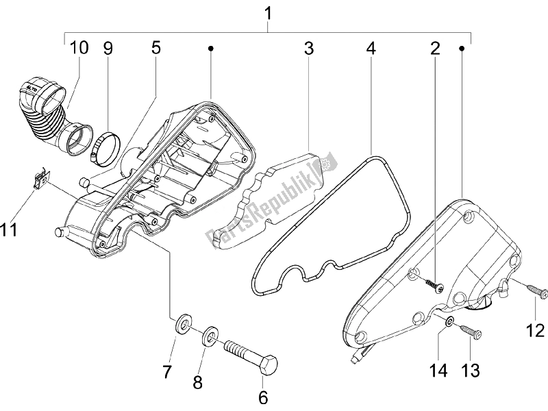 Toutes les pièces pour le Filtre à Air du Piaggio Liberty 50 4T Sport 2007