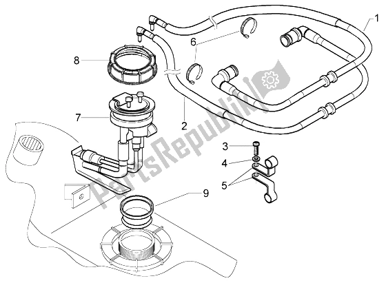 Todas las partes para Sistema De Suministros de Piaggio X9 500 Evolution ABS 2004