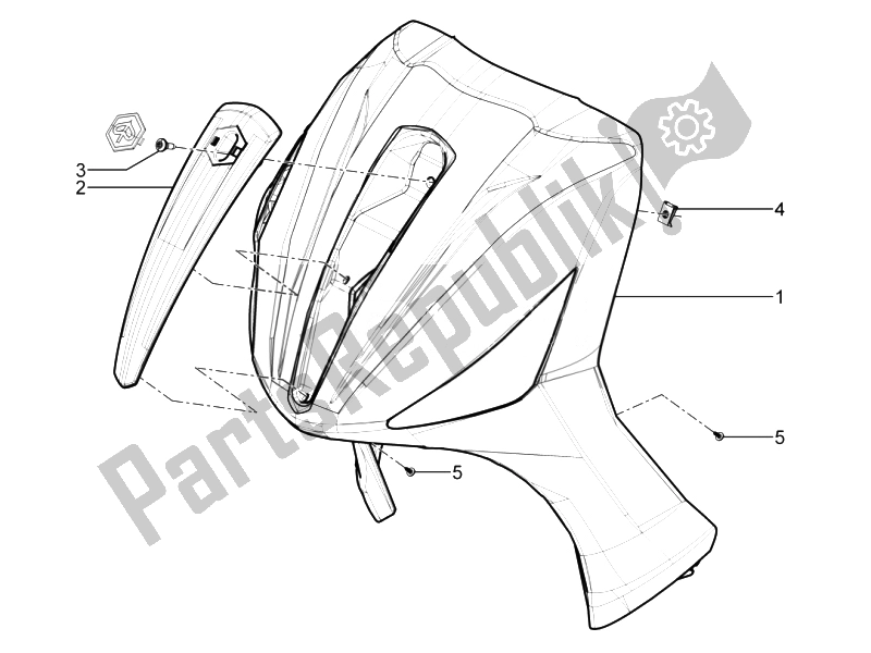 Todas las partes para Escudo Delantero de Piaggio Beverly 125 RST 4T 4V IE E3 2010