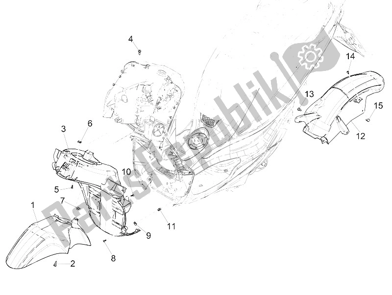 Todas las partes para Carcasa De La Rueda - Guardabarros de Piaggio Medley 125 4T IE ABS Vietnam 2016