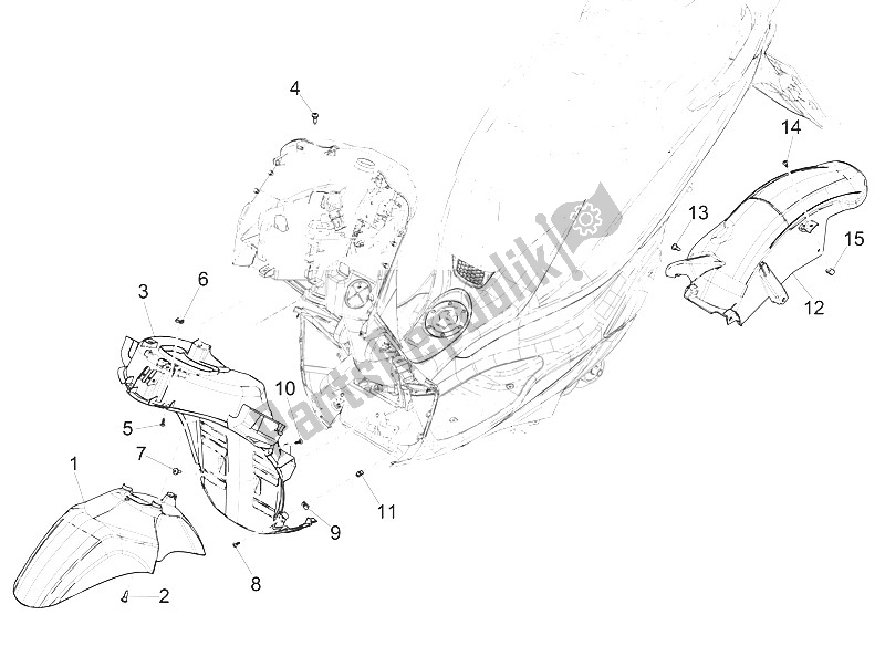 Todas las partes para Carcasa De La Rueda - Guardabarros de Piaggio Medley 150 4T IE ABS 2016