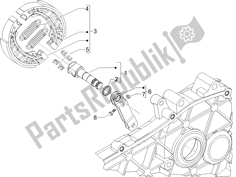 All parts for the Rear Brake - Brake Jaw (2) of the Piaggio FLY 150 4T USA 2007