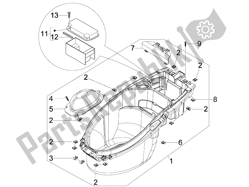 Toutes les pièces pour le Logement De Casque - Sous La Selle du Piaggio NRG Power DT Serie Speciale 50 2007