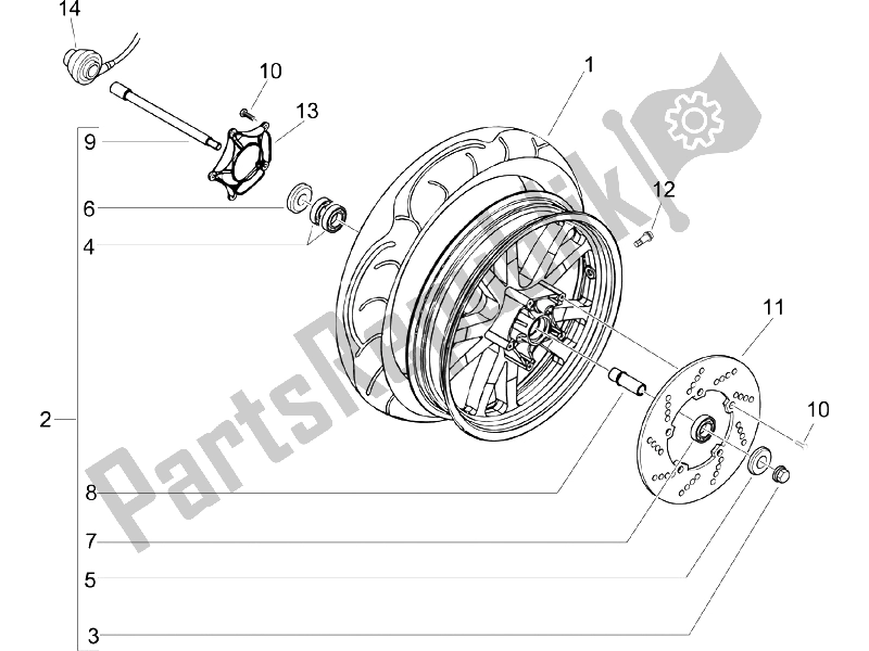 Toutes les pièces pour le Roue Avant du Piaggio BV 250 USA 2006