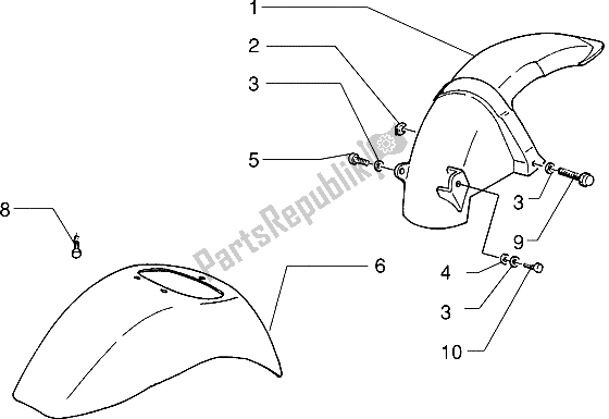 Toutes les pièces pour le Garde-boue Avant Et Arrière du Piaggio ZIP RST 50 1996