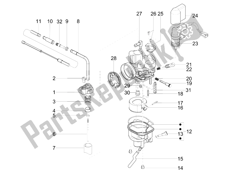 All parts for the Carburetor's Components of the Piaggio NRG Power DD Serie Speciale 50 2007