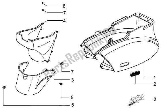 Wszystkie części do Owiewki Piaggio ZIP Catalyzed 50 2000