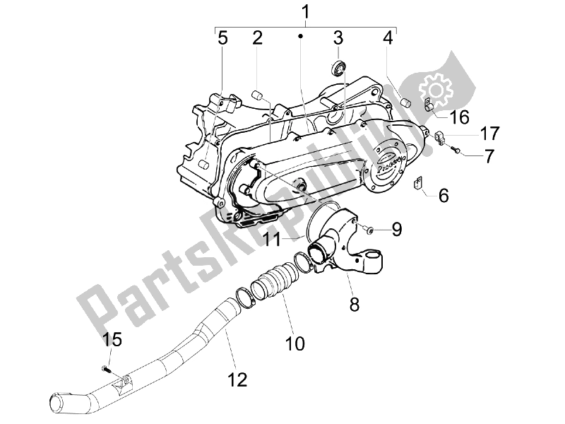 All parts for the Crankcase Cover - Crankcase Cooling (2) of the Piaggio FLY 50 4T USA 2007