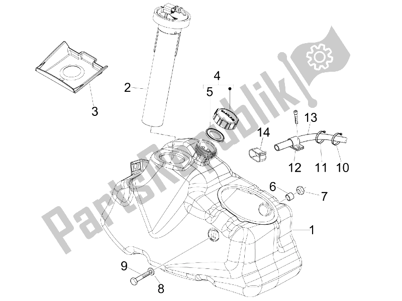 All parts for the Fuel Tank of the Piaggio X7 300 IE Euro 3 2009