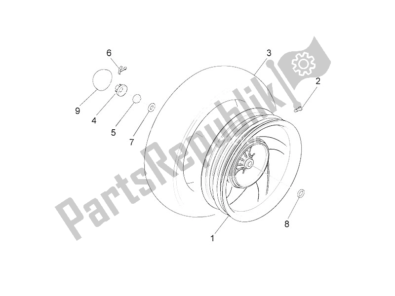 Toutes les pièces pour le Roue Arrière du Piaggio FLY 50 4T 2V 25 30 KMH 2016