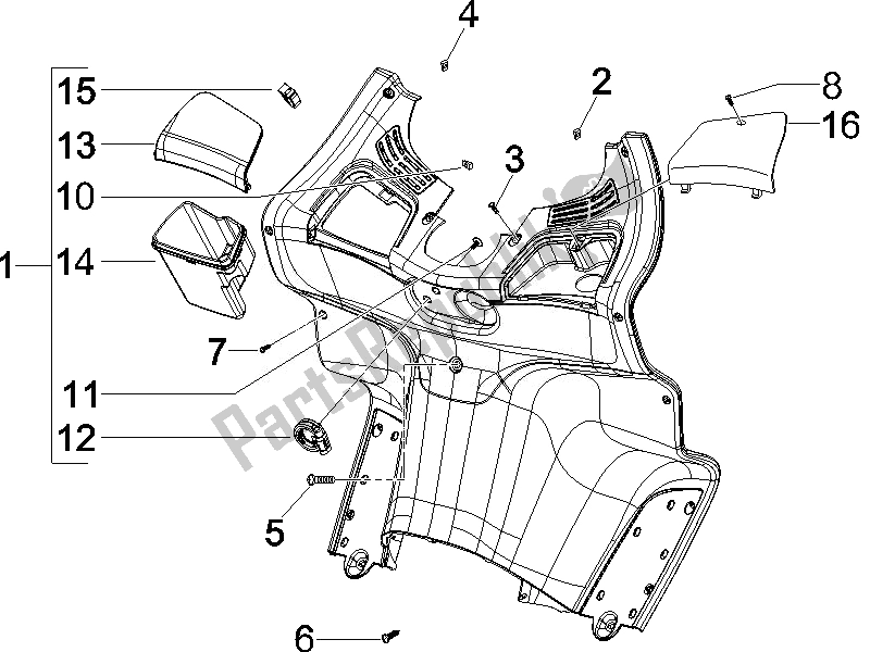 Toutes les pièces pour le Boîte à Gants Avant - Panneau De Protection Des Genoux du Piaggio X8 125 Premium Euro 3 UK 2007