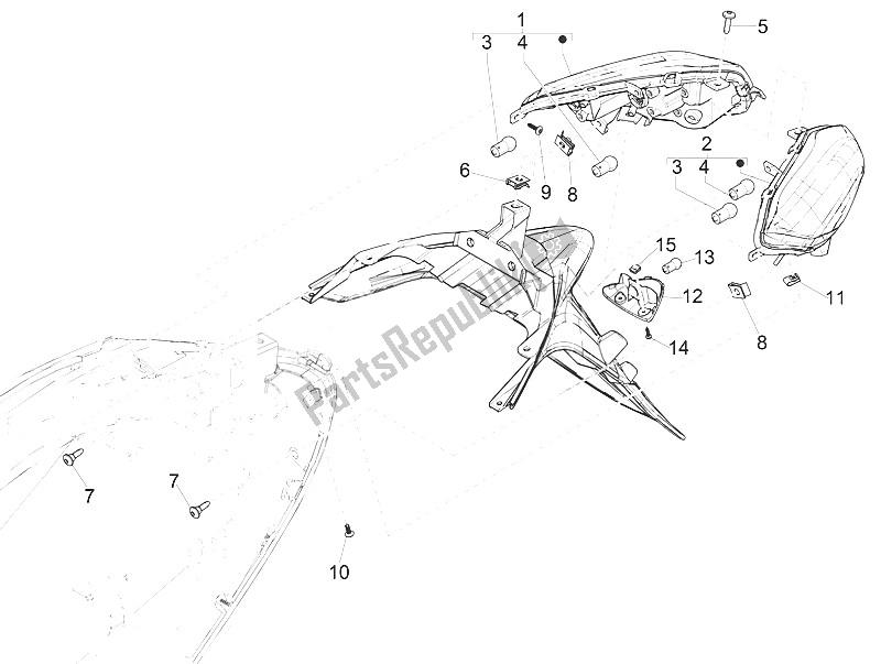 Todas las partes para Faros Traseros - Luces Intermitentes de Piaggio Medley 150 4T IE ABS Asia 2016