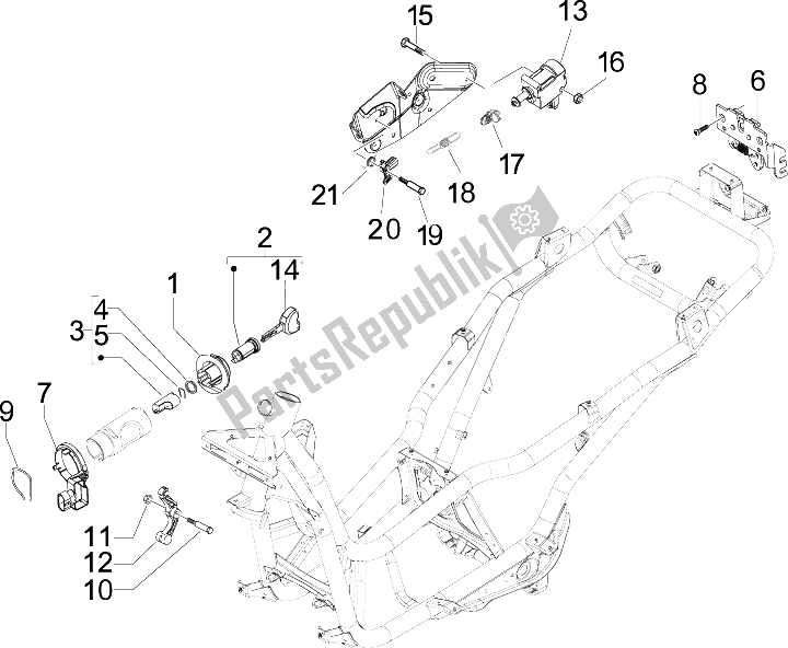 All parts for the Locks of the Piaggio X7 125 IE Euro 3 2009