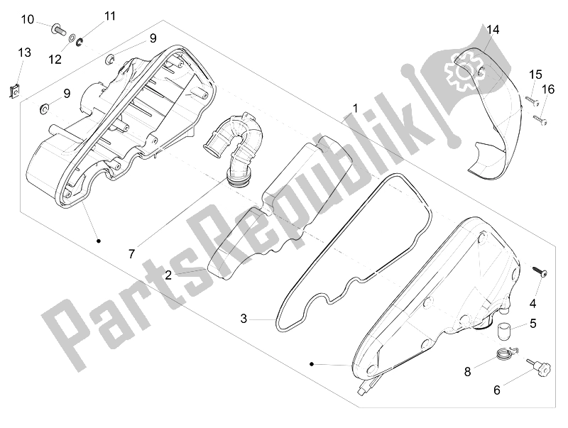 Toutes les pièces pour le Filtre à Air du Piaggio FLY 50 4T 4V USA 1 2014