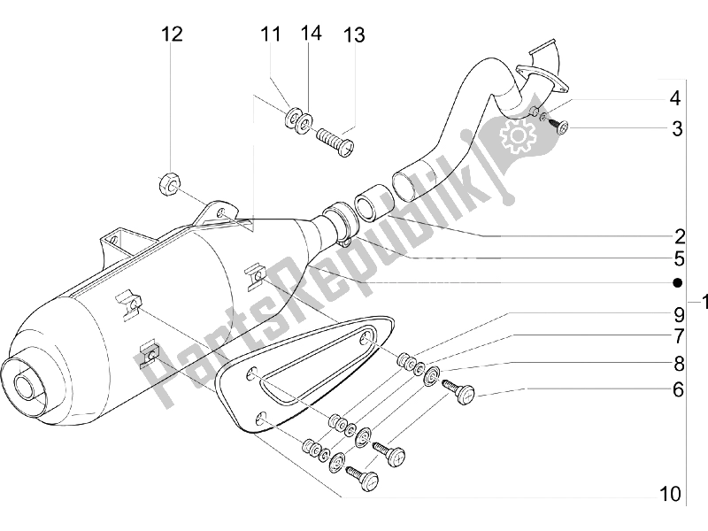 All parts for the Silencer of the Piaggio Beverly 125 2006