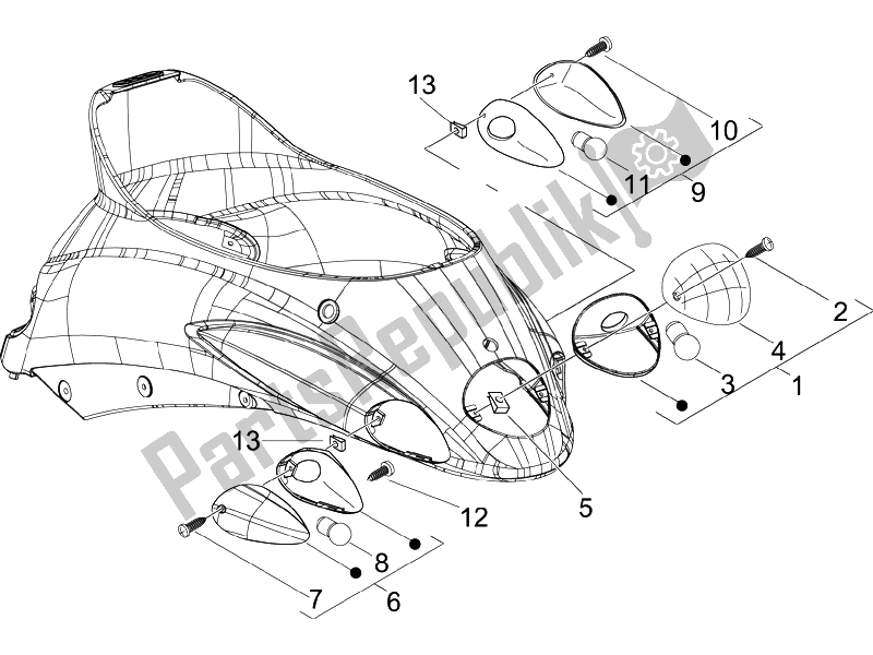 Toutes les pièces pour le Phares Arrière - Clignotants du Piaggio Liberty 50 4T PTT B NL 2007