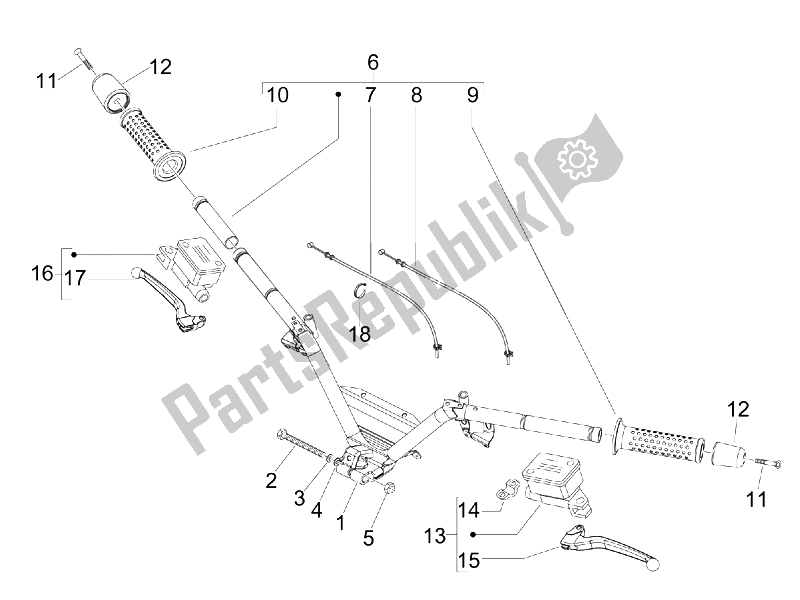 Tutte le parti per il Manubrio - Master Cil. Del Piaggio MP3 125 Ibrido 2009