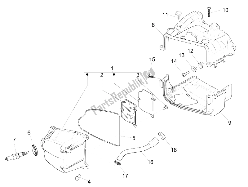 Toutes les pièces pour le Le Couvre-culasse du Piaggio Liberty 50 Iget 4T 3V Emea 2015