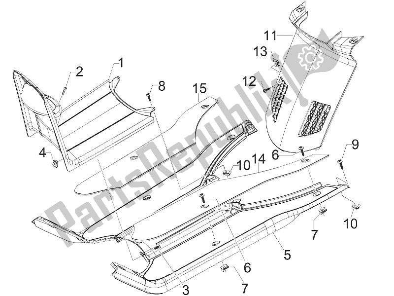 Toutes les pièces pour le Housse Centrale - Repose-pieds du Piaggio NRG Power DD H2O CH 50 2011
