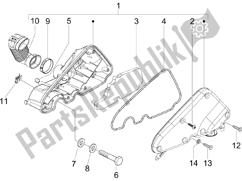 All parts for the Air Filter of the Piaggio Liberty 50 4T PTT B NL 2006