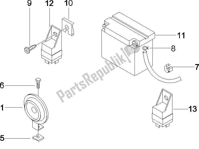 Toutes les pièces pour le Télécommandes - Batterie - Klaxon du Piaggio X8 125 Potenziato UK 2005