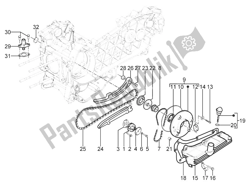 Toutes les pièces pour le La Pompe à Huile du Piaggio Typhoon 125 4T 2V E3 USA 2011