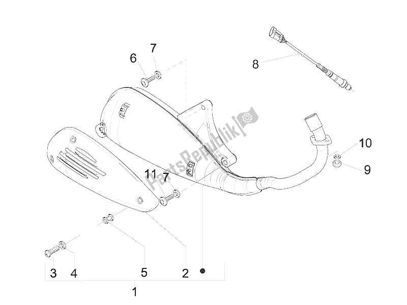 Toutes les pièces pour le Silencieux du Piaggio Liberty 125 4T 2V IE E3 Vietnam 2011