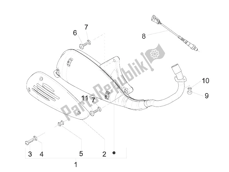 Todas las partes para Silenciador de Piaggio Liberty 150 4T 2V IE E3 Vietnam 2011