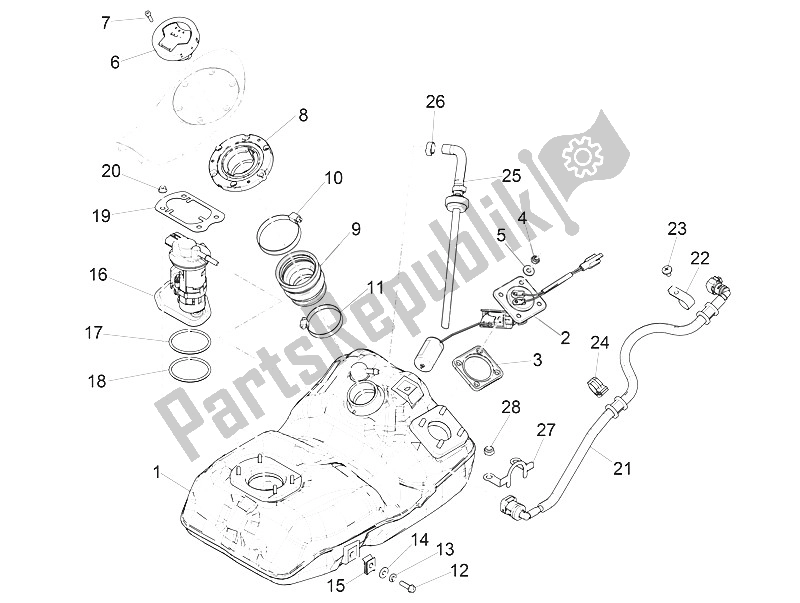 Todas las partes para Depósito De Combustible de Piaggio Medley 125 4T IE ABS 2016