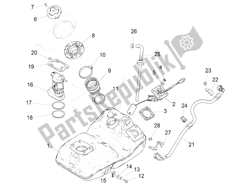 Todas las partes para Depósito De Combustible de Piaggio Medley 150 4T IE ABS 2016