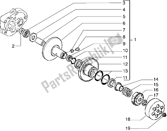 All parts for the Driven Pulley of the Piaggio Liberty 125 1998