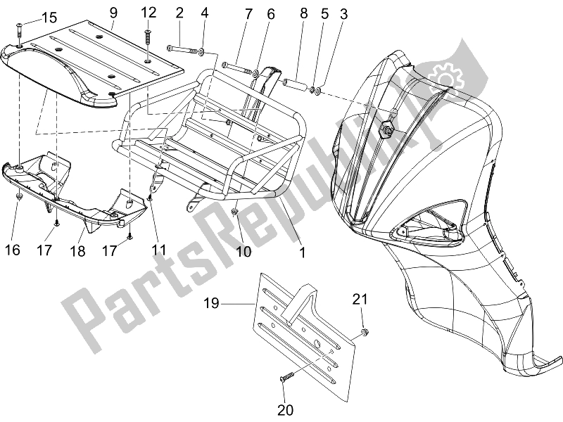 Toutes les pièces pour le Porte-bagages Avant du Piaggio Liberty 125 4T PTT E3 A 2007